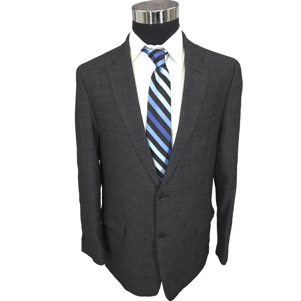 Tommy‎ Hilfiger Blazer Jacket Mens 42 L Gray Birdseye Sport Coat 2 Buttons Wool
